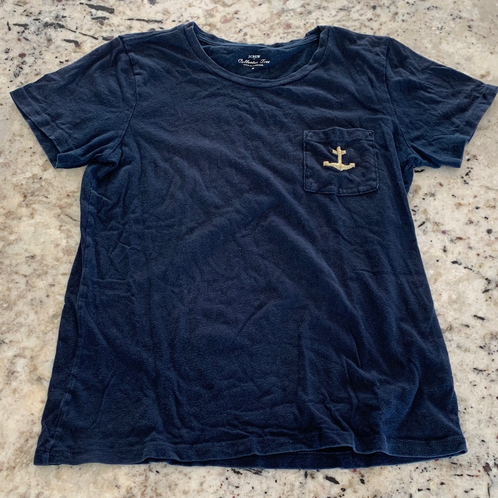 J. Crew Factory Navy Tee with Anchor Pocket